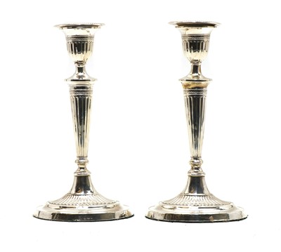 Lot 42A - A pair of Adam revival silver candlesticks