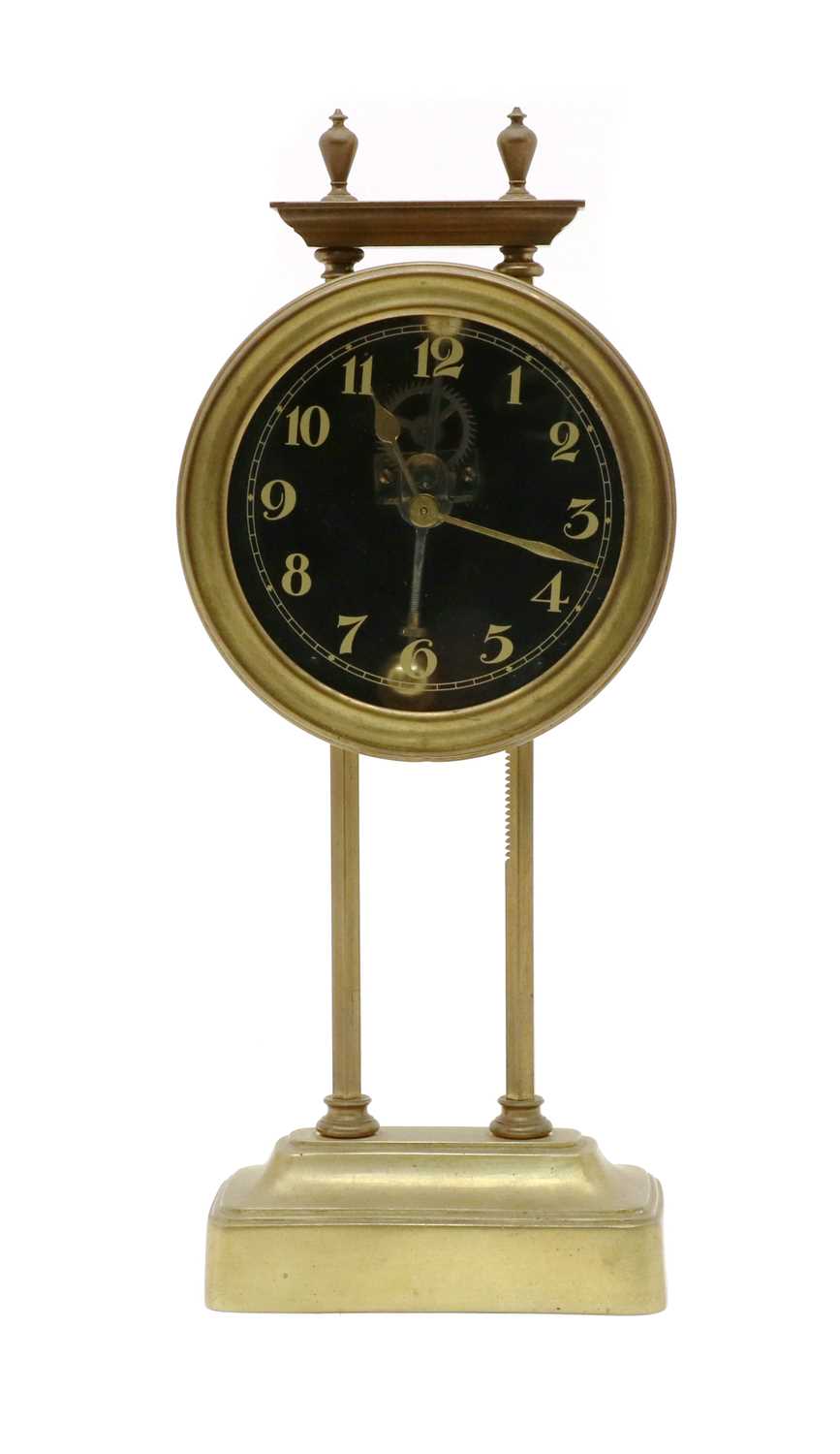 Lot 117 - A brass portico clock