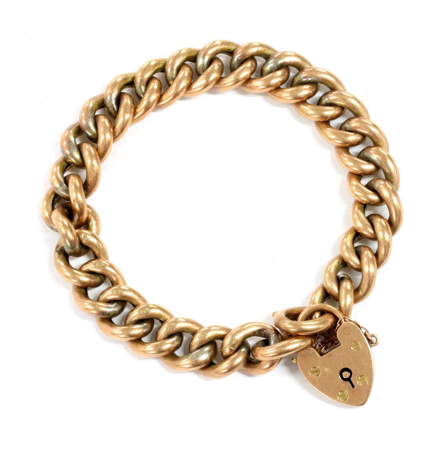 Lot 98 - A gold hollow curb link bracelet