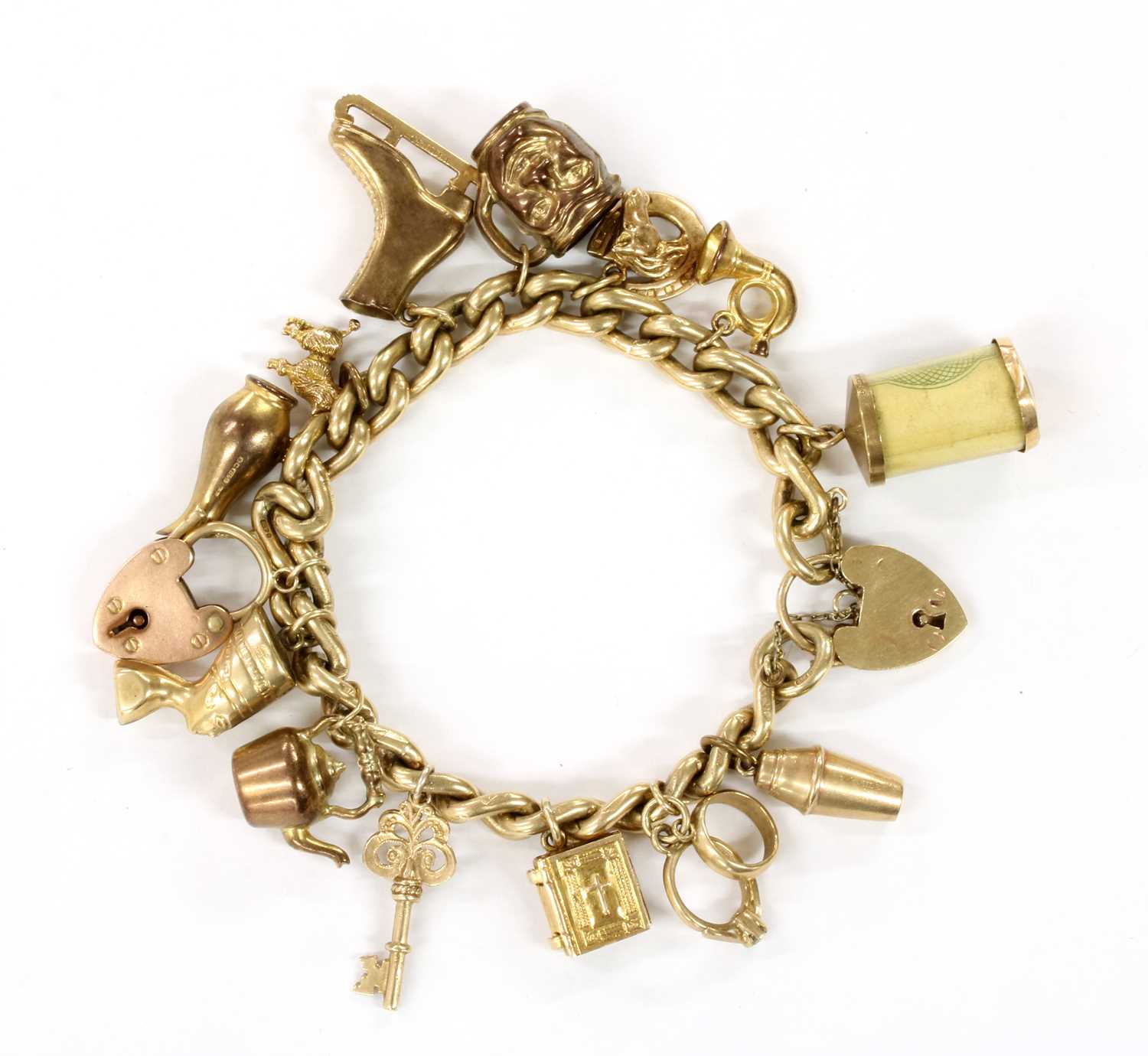 Lot 97 - A gold charm bracelet