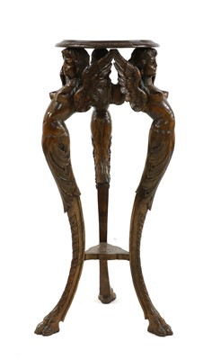 Lot 376 - A continental carved walnut and beech torchere