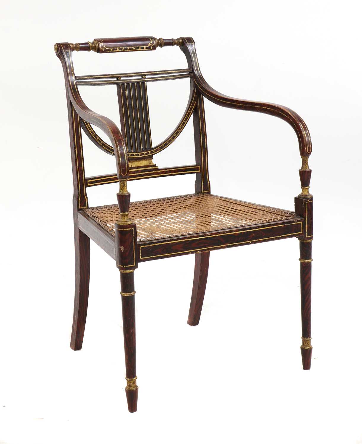 Lot 458 - A Regency simulated rosewood open armchair