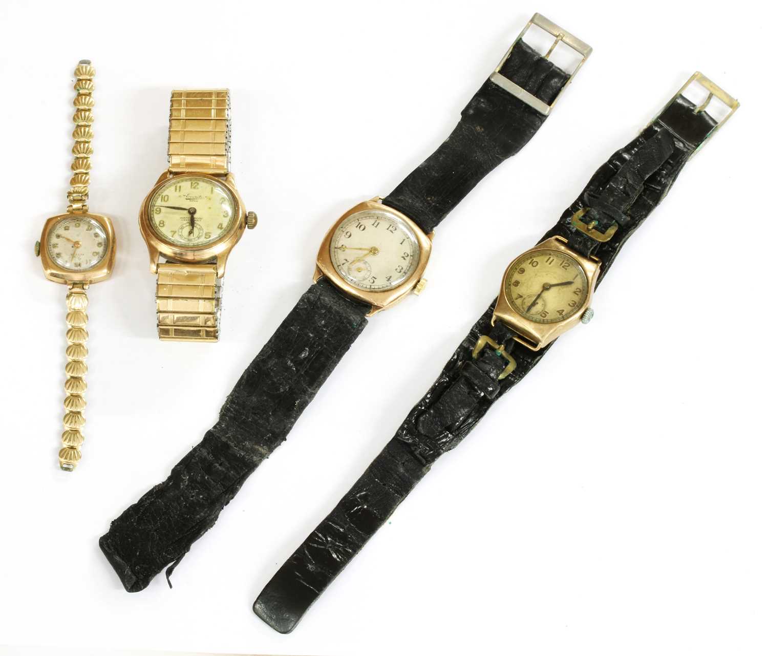 Lot 243 - Four 9ct gold mechanical watches