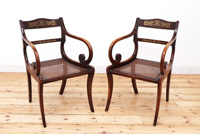 Lot 109 - A set of eight simulated rosewood dining chairs