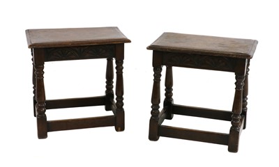 Lot 438 - A pair of oak joined stools