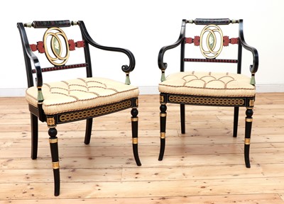 Lot 154 - A set of twelve Regency-style painted dining chairs