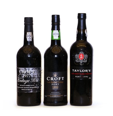 Lot 319 - Croft, Vintage Port, 1977, one bottle and two various others