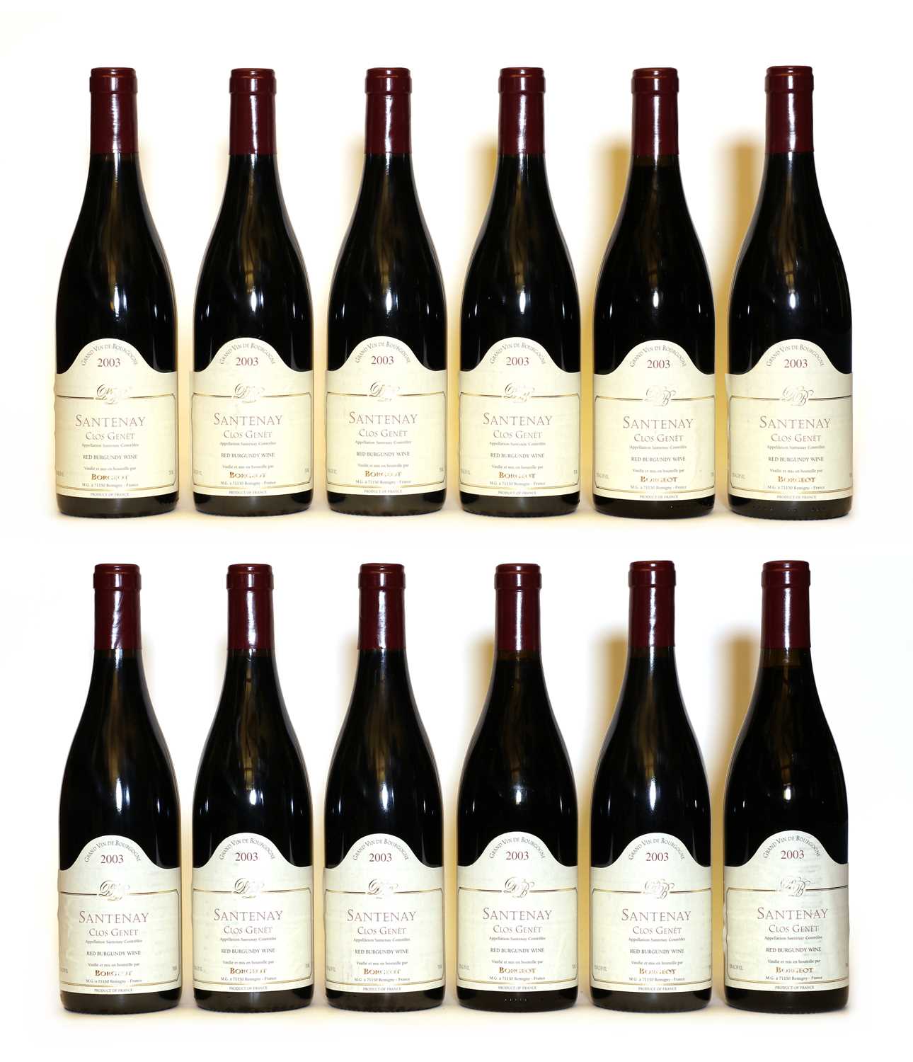 Lot 49 - Santenay, 1er Cru, Clos Genet, Domaine Borgeot, 2003, twelve bottles (boxed)
