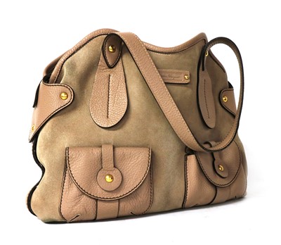 Lot 263 - A Salvatore Ferragamo beige suede and leather handbag