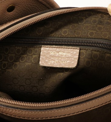 Lot 263 - A Salvatore Ferragamo beige suede and leather handbag