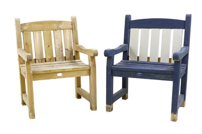 Lot 481 - A pair of pine garden seats