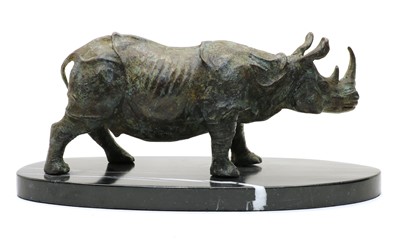 Lot 156 - A bronze model of a rhinoceros
