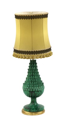 Lot 139 - A 20th Century green pottery table lamp