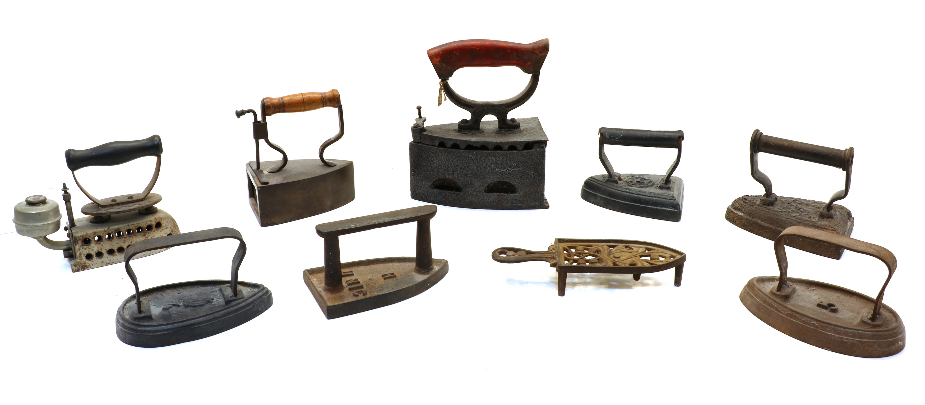 Lot 218 - A collection of smoothing irons,