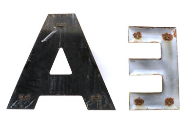 Lot 206 - Two large enamel alphabet letters