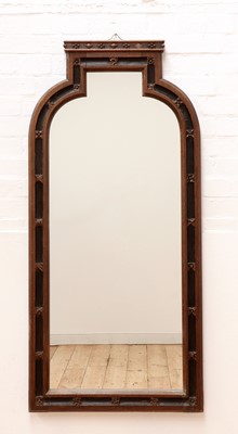 Lot 563 - A Gothic oak and ebonised wall mirror
