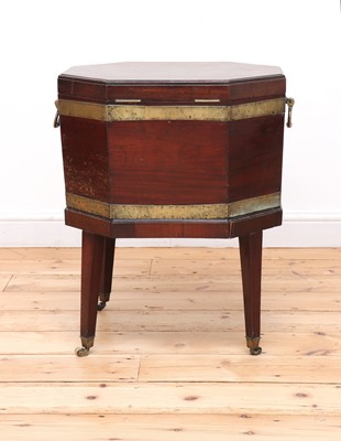 Lot 123 - A George III mahogany and brass-bound cellaret