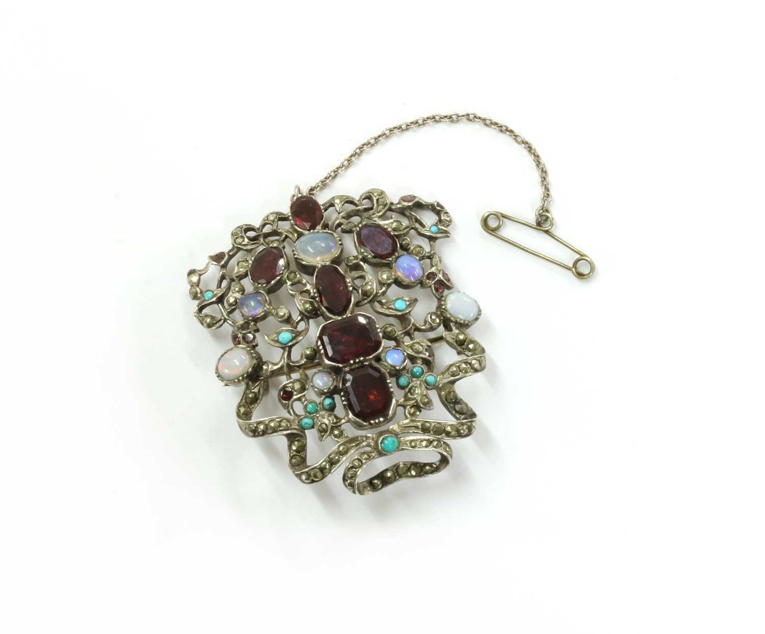 Lot 172 - A silver assorted gemstone plaque
