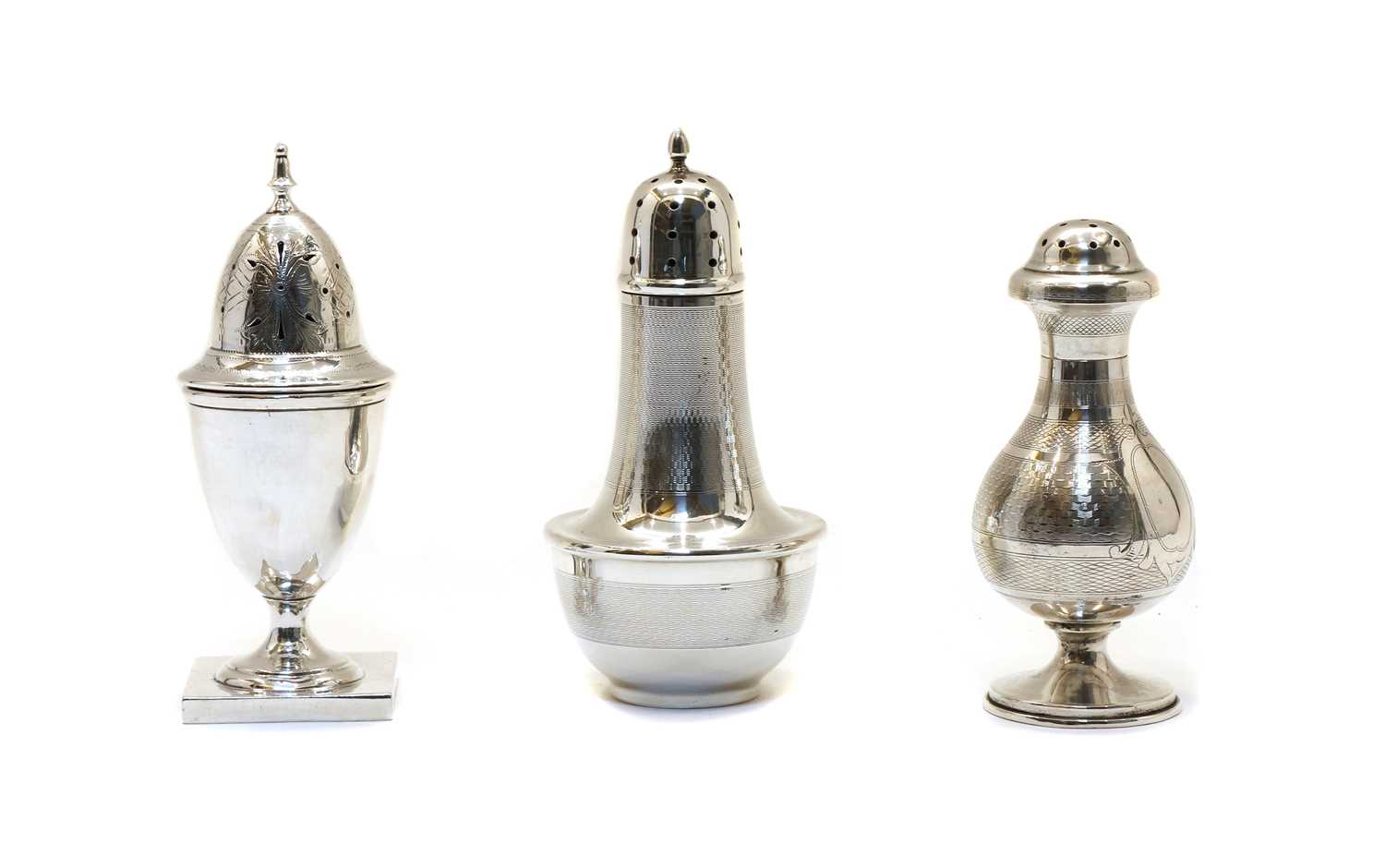 Lot 3 - Three various silver casters