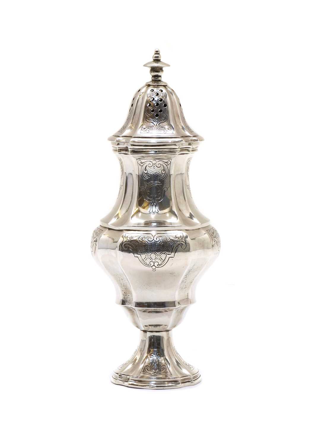 Lot 9 - An antique continental silver caster