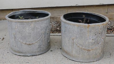 Lot 467 - A pair of lead garden planters
