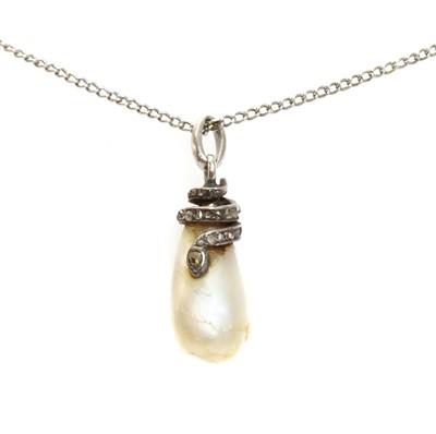 Lot 139 - An early 19th century pearl and diamond snake pendant