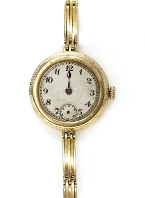 Lot 1510 - A Continental ladies' gold mechanical bracelet watch