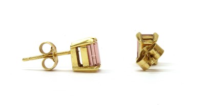 Lot 100 - A pair of 18ct gold single stone tourmaline stud earrings