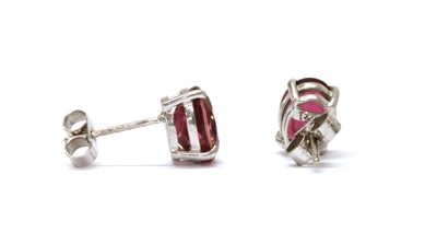 Lot 101 - A pair of 18ct white gold pink tourmaline stud earrings