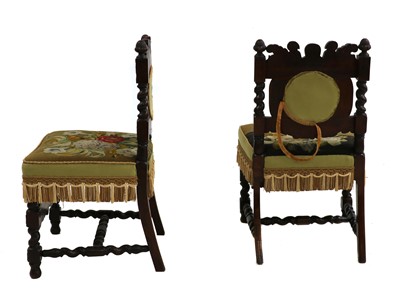 Lot 313 - A pair of 19th century carved walnut chairs