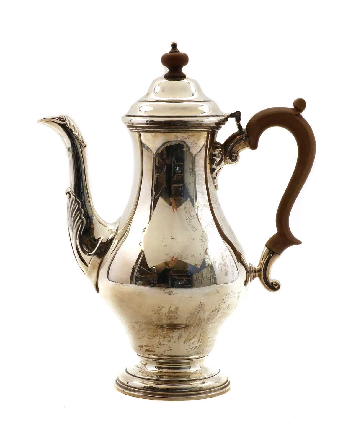 Lot 2 - A Georgian style silver coffee pot