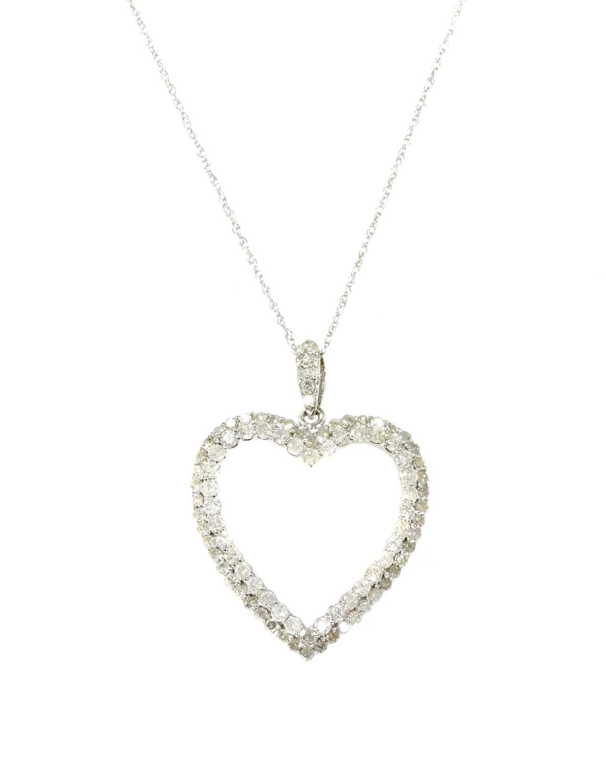 Lot 80 - A white gold diamond heart pendant