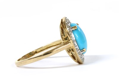 Lot 136 - A gold turquoise and diamond halo cluster ring
