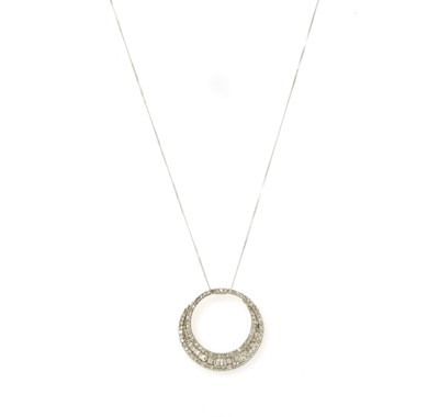 Lot 76 - A white gold diamond pendant