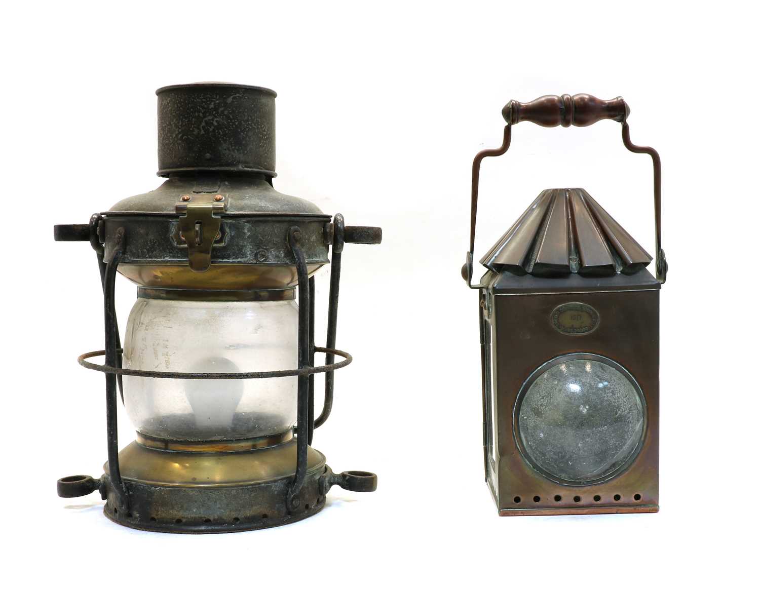 Lot 91 - Two early 20th century ship's lamps