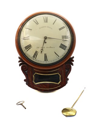 Lot 190 - A 19th century mahogany cased drop dial wall clock
