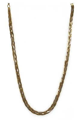 Lot 1143 - A 9ct two colour gold plaited herringbone link necklace