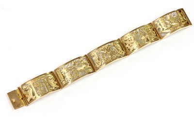 Lot 245 - An Egyptian gold panel bracelet