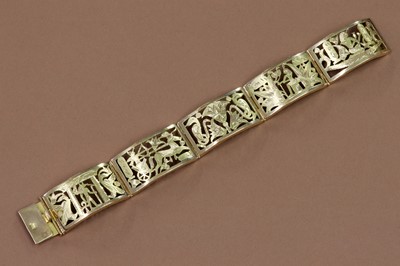 Lot 245 - An Egyptian gold panel bracelet