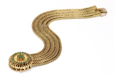 Lot 201 - An Italian gold emerald bracelet, retailed by Giovanni Balestra & Figli, c.1950