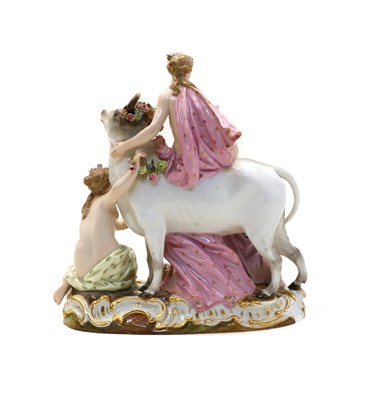 Lot 123 - A Meissen porcelain figural group depicting Europa and the Bull