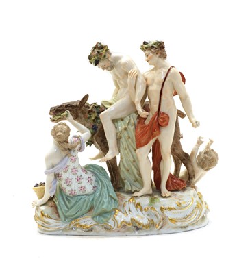 Lot 124 - A Meissen porcelain figural group of the drunken Silenus