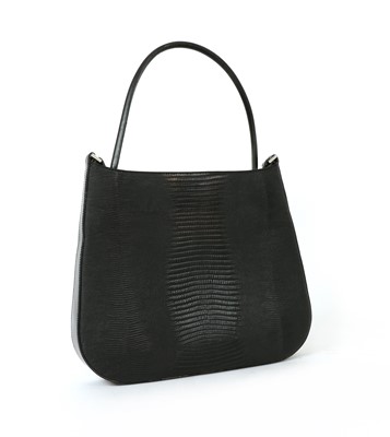 Lot 524 - A vintage Salvatore Ferragamo black lizard skin tote bag