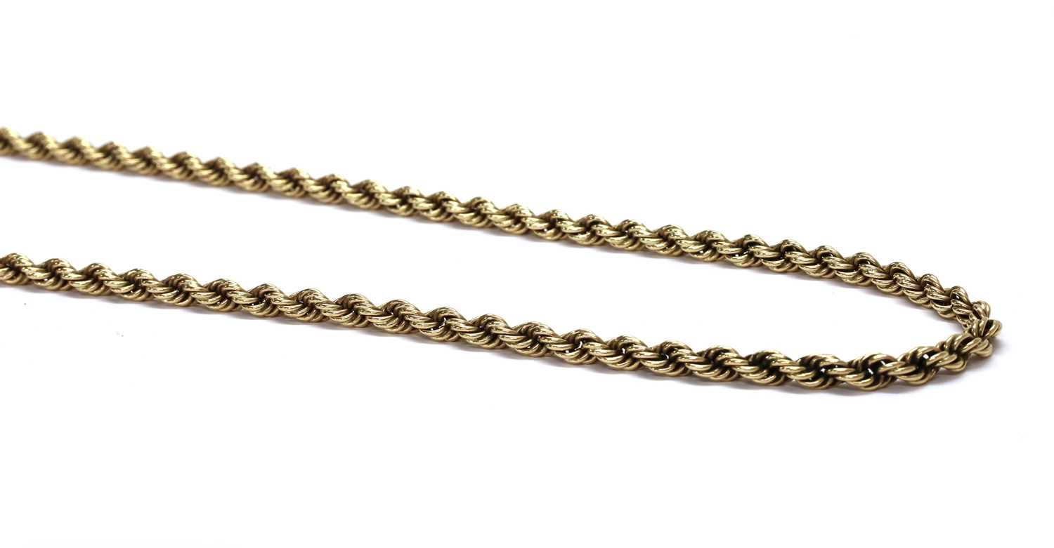 Lot 1134 - A 9ct gold rope link chain, by Cropp & Farr