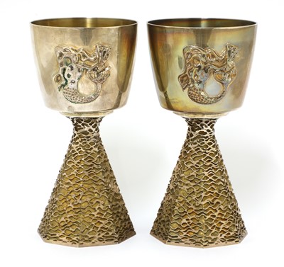 Lot 656 - A pair of silver-gilt Ely Cathedral commemorative goblets