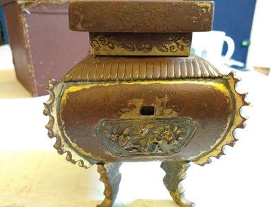 Lot 71 - An 18th century Chinese gilt copper bombe shaped rectangular sensor