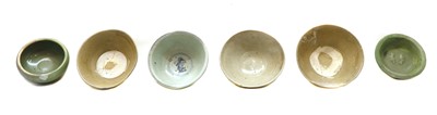 Lot 158 - Six Chinese Song period (?) celadon glazed bowls