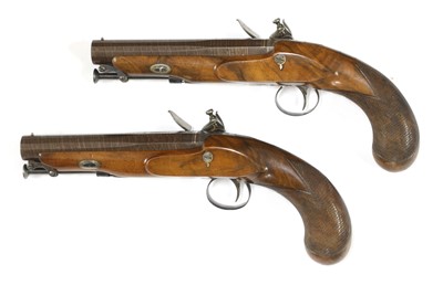 Lot 739 - A pair of late flintlock travelling pistols
