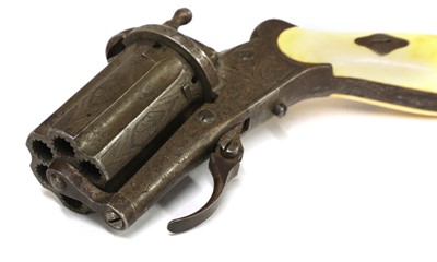 Lot 744 - A Belgian pinfire pepperbox six-shot revolver