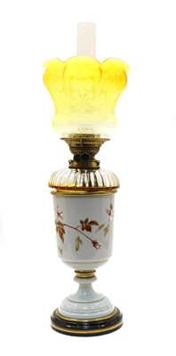 Lot 266 - A Victorian painted glass oil lamp